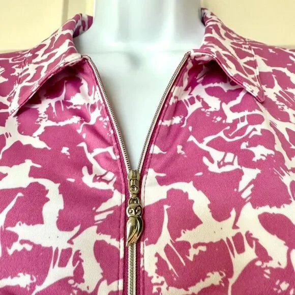 NWOT Sport Haley Women’s Pink Print 1/4 Zip Collared Sports Long Sleeve Top